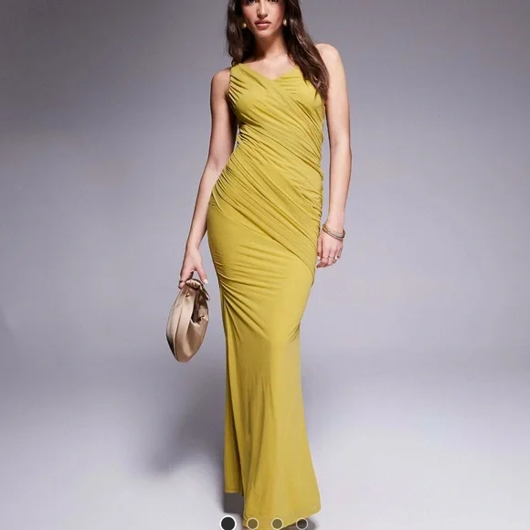 cream maxi evening dress PRE-ORDER Cream Lunara Cowl Maxi Dress